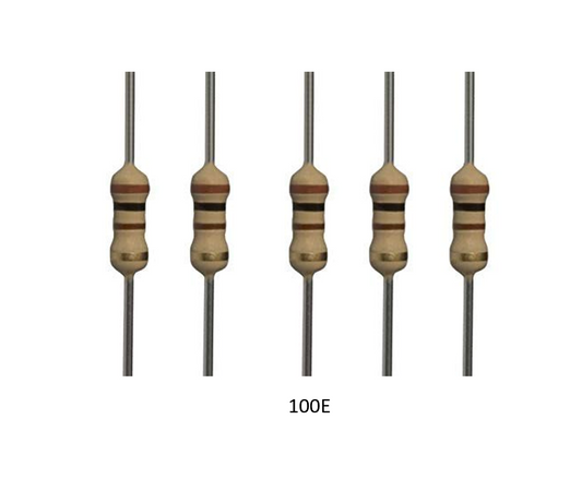 100 ohm resistor - 1/4 watt - pack of 5