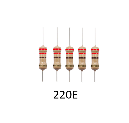 220 ohm resistor - 1/4 watt - 5 pcs