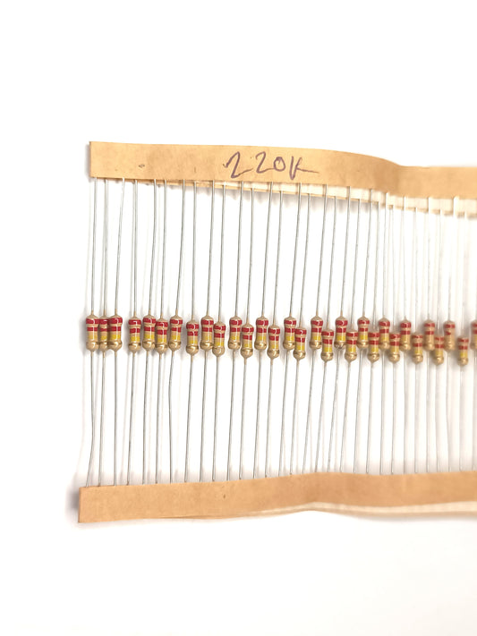 220K ohm resistor - 1/4 watt - 5 pcs